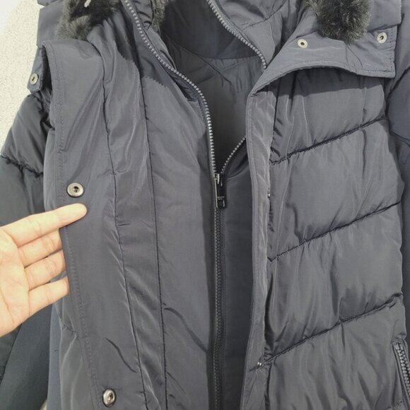 NEW Andrew Marc Womens M Hooded Quilted Puffer Coat With Faux Fur Trim - Picture 7 of 10